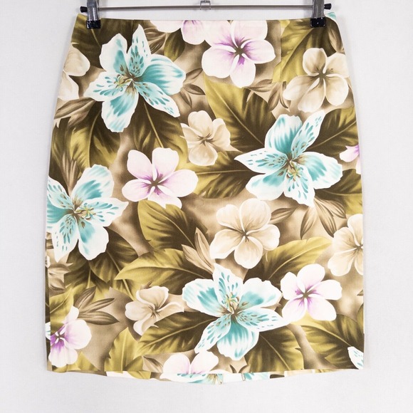 Talbots Collection Pencil Skirt Womens 14 Multicolor Floral Stretch Tropical - Picture 1 of 8